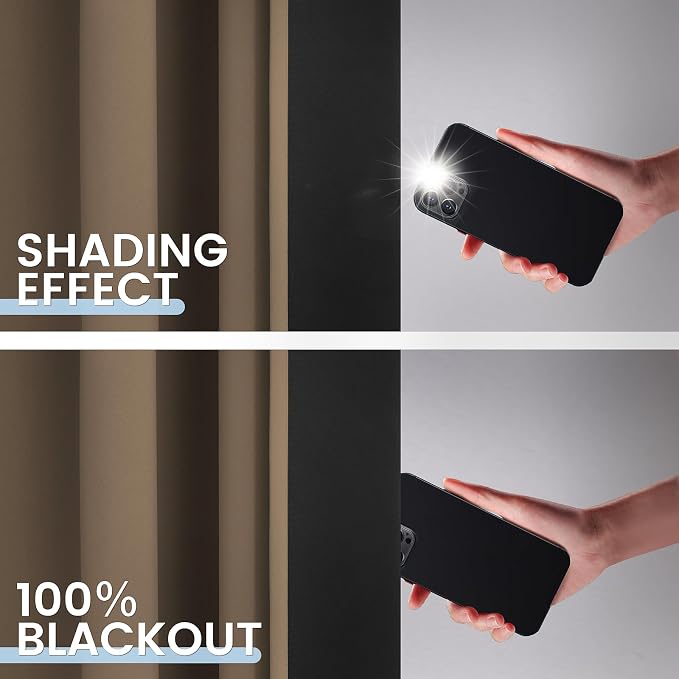 SimpleHome Khaki 100% Blackout Curtains Room Darkening Living Room 84 Inch |