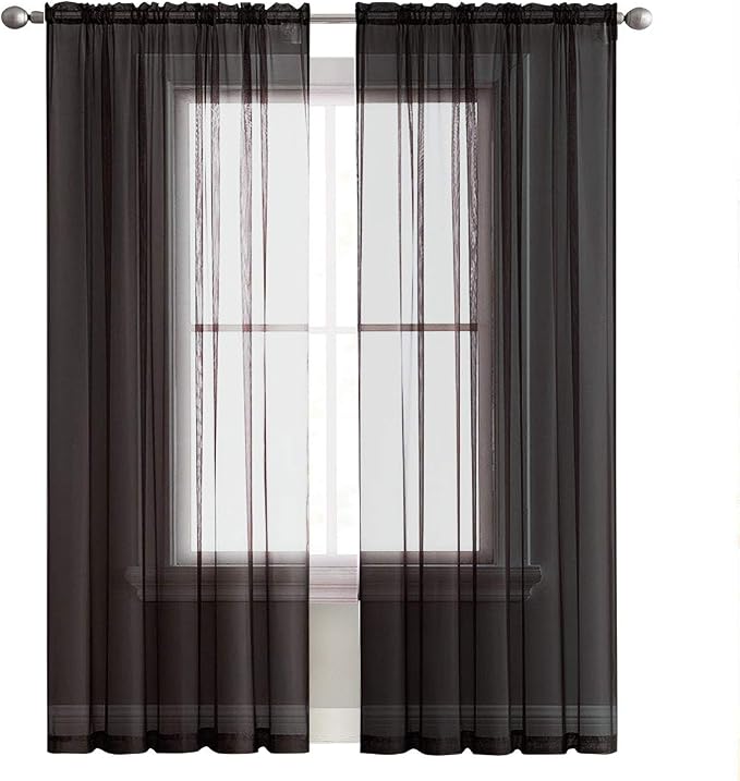 SpaceDresser Sheer Voile Window Treatment Rod Pocket Curtain Panels