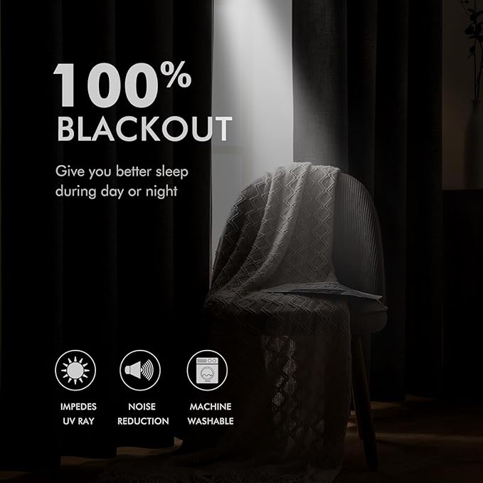 MIULEE 100% Blackout Linen Curtains