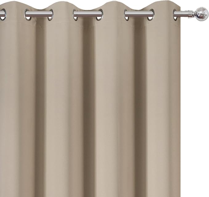 Khaki Thermal Blackout Curtains/52 x 54 Inch/Set of 2 Panels Room Darkening