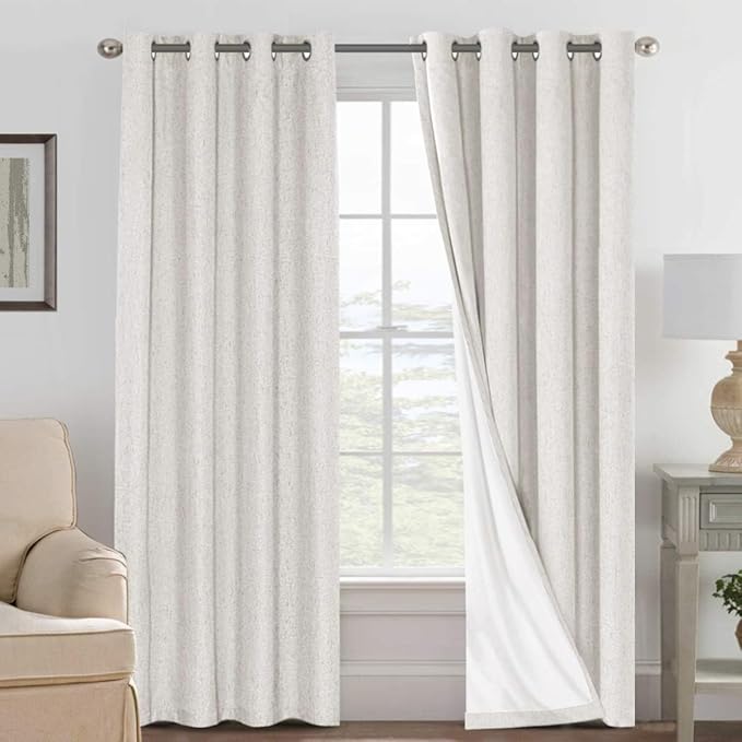 H.VERSAILTEX 100% Blackout Curtains Linen Textured Blackout Curtains