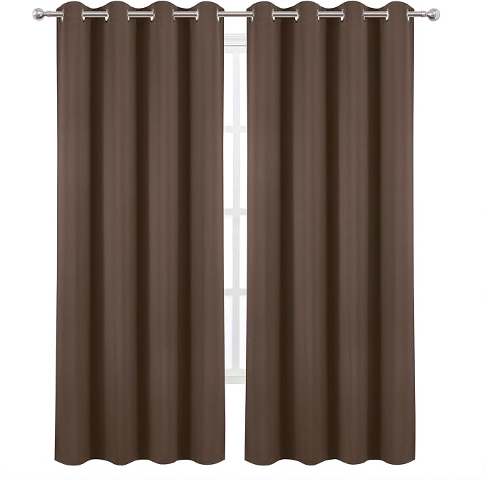 Blackout Curtains 52 x 120 Inch Long Chocolate Curtains Set of 2 Panels Room