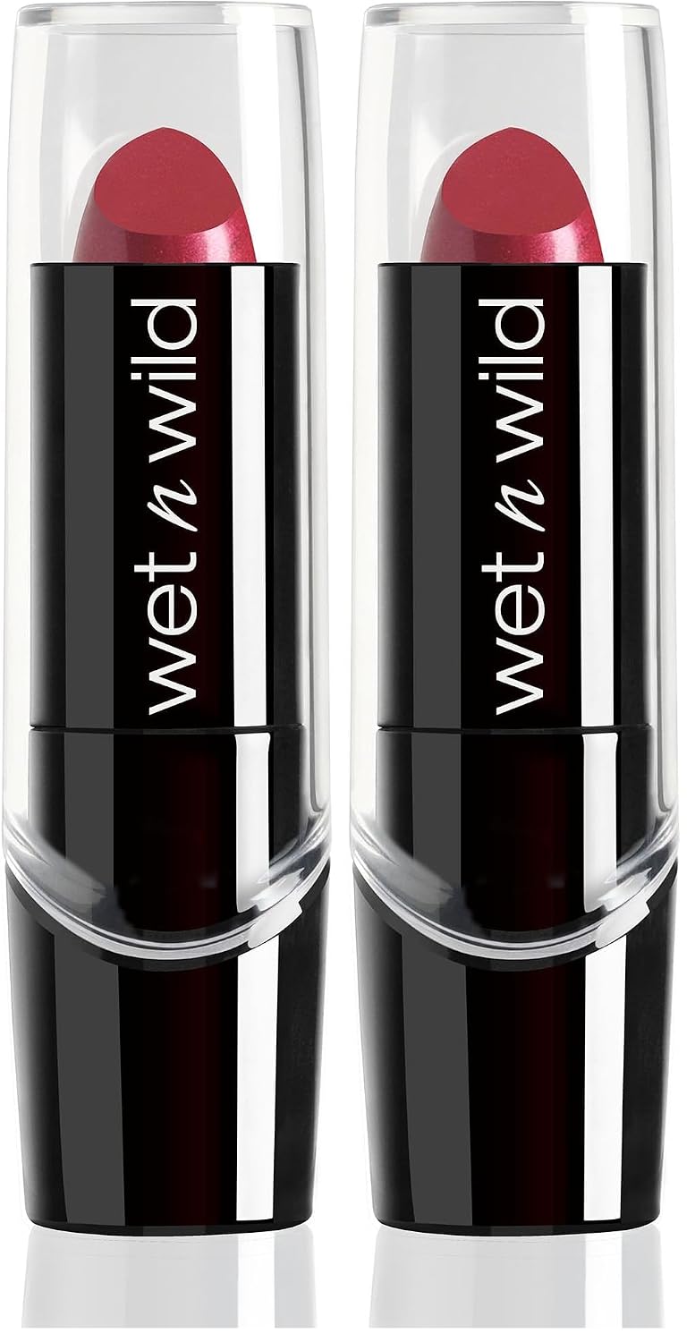 wet n wild Silk Finish Lipstick, Hydrating Rich Buildable Lip Color, Formulated with Vitamins A,E, & Macadamia for Ultimate Hydration, Cruelty-Free & Vegan - Dark Pink Frost