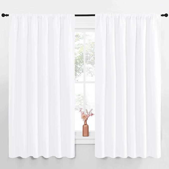 NICETOWN White Curtains, 50% Light Blocking Curtain Panels