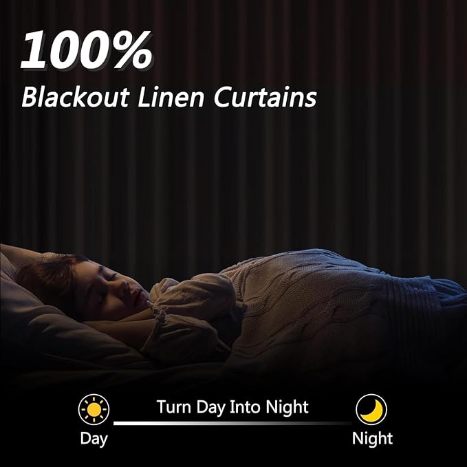 108 Inch Long Natural 100% Blackout Curtains