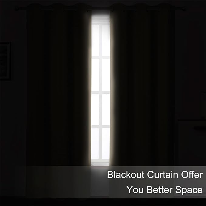 Khaki Thermal Blackout Curtains/52 x 54 Inch/Set of 2 Panels Room Darkening