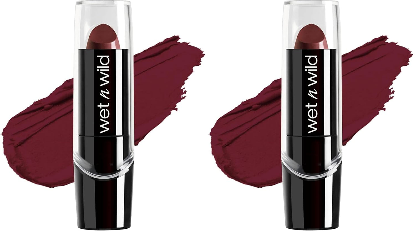 wet n wild Silk Finish Lipstick, Hydrating Rich Buildable Lip Color, Formulated with Vitamins A,E, & Macadamia for Ultimate Hydration, Cruelty-Free & Vegan - Dark Pink Frost