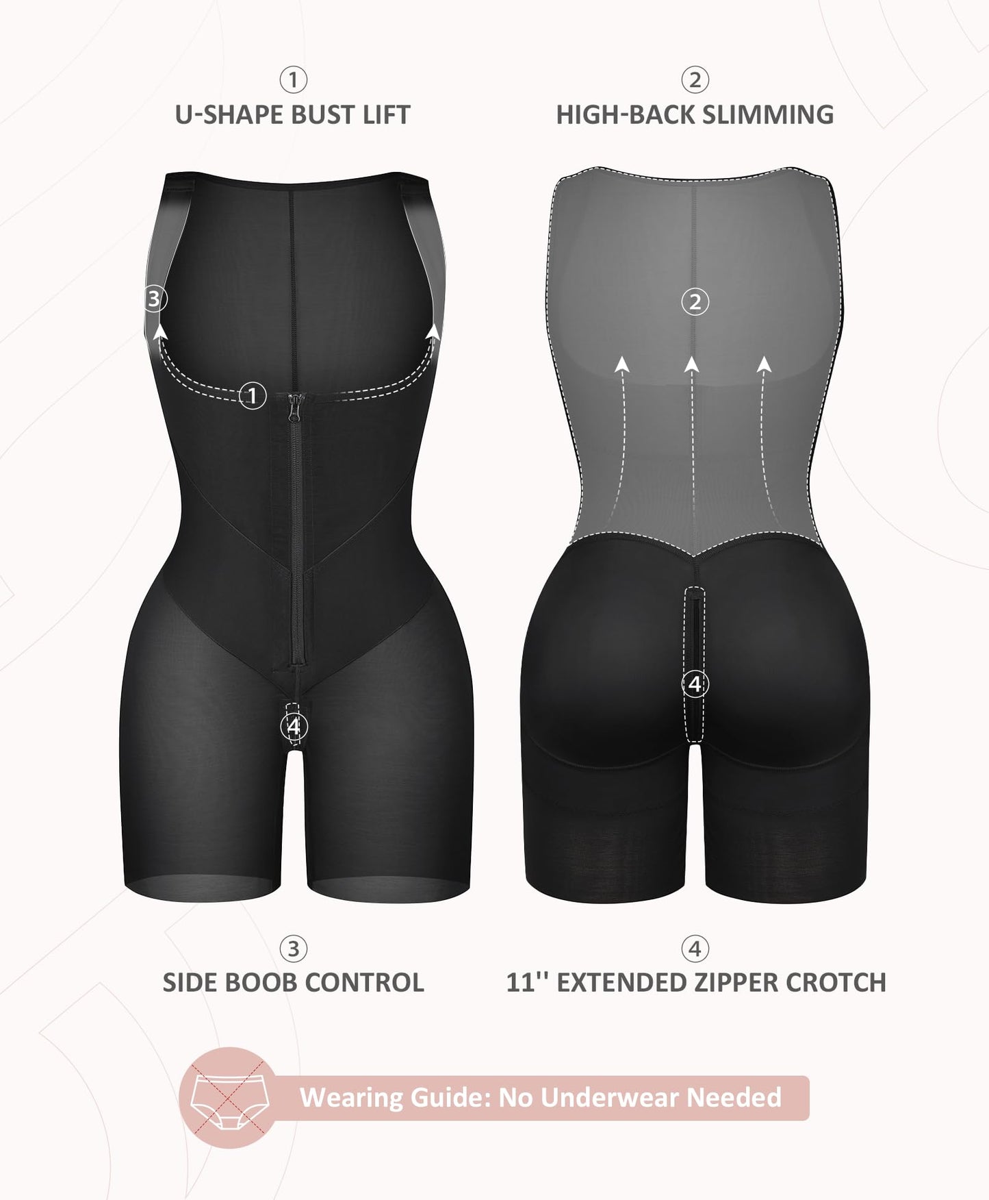 FeelinGirl Feelvibe Shapewear Tummy Control Faja Body Shaper for Women | Fajas Colombianas Moldeadoras, Plus Size, Zipper Crotch, Daily Body Sculpting, Postpartum & Post-surgery Faja