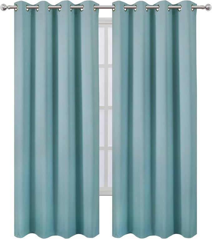 Blackout Curtains 66 x 84 inch/Stone Blue Curtains Set of 2 Panels/Thermal