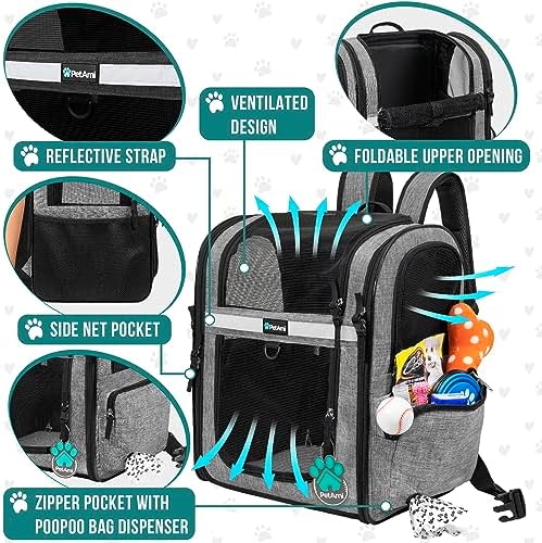PetAmi Dog Backpack Carrier for Cats, 4-Way Entry Ventilated, 18 lbs
