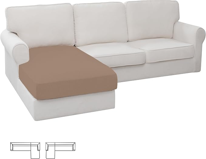 Easy-Going Stretch 1 Piece Chaise Lounge Cushion Slipcover | Sectional Couch
