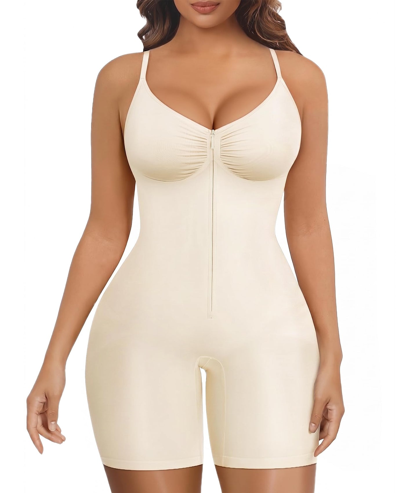 SHAPERX Women's Shapewear Bodysuit Tummy Control Seamless Zip-Up Body Shaper Waist Defining Silhouette