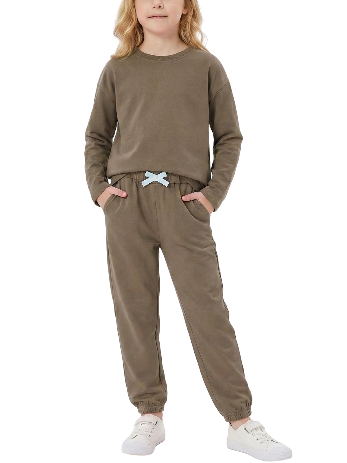 Blaward Girls 2-Piece Sweatsuit Set, Long-Sleeve Top & Jogger Pants, 12-13 Years