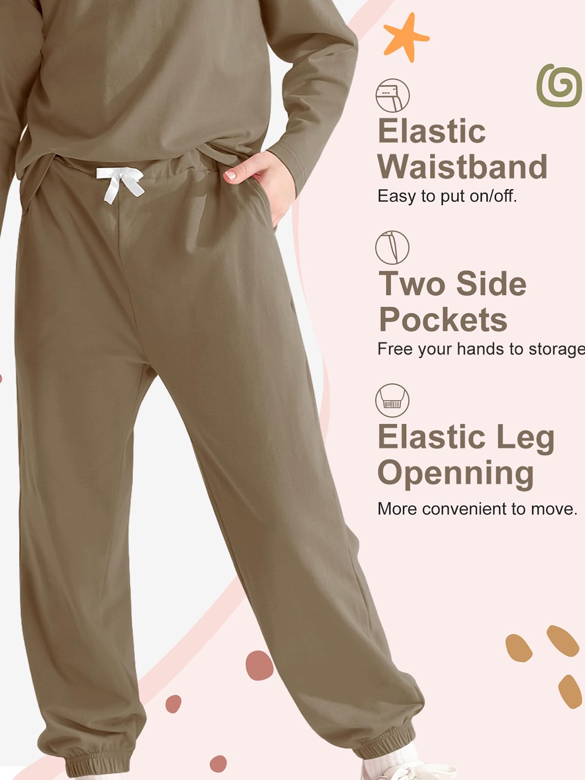 Blaward Girls 2-Piece Sweatsuit Set, Long-Sleeve Top & Jogger Pants, 12-13 Years