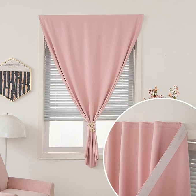 Portable Light Blocking Curtains Self-Stick Design, Removable Adhesive Window