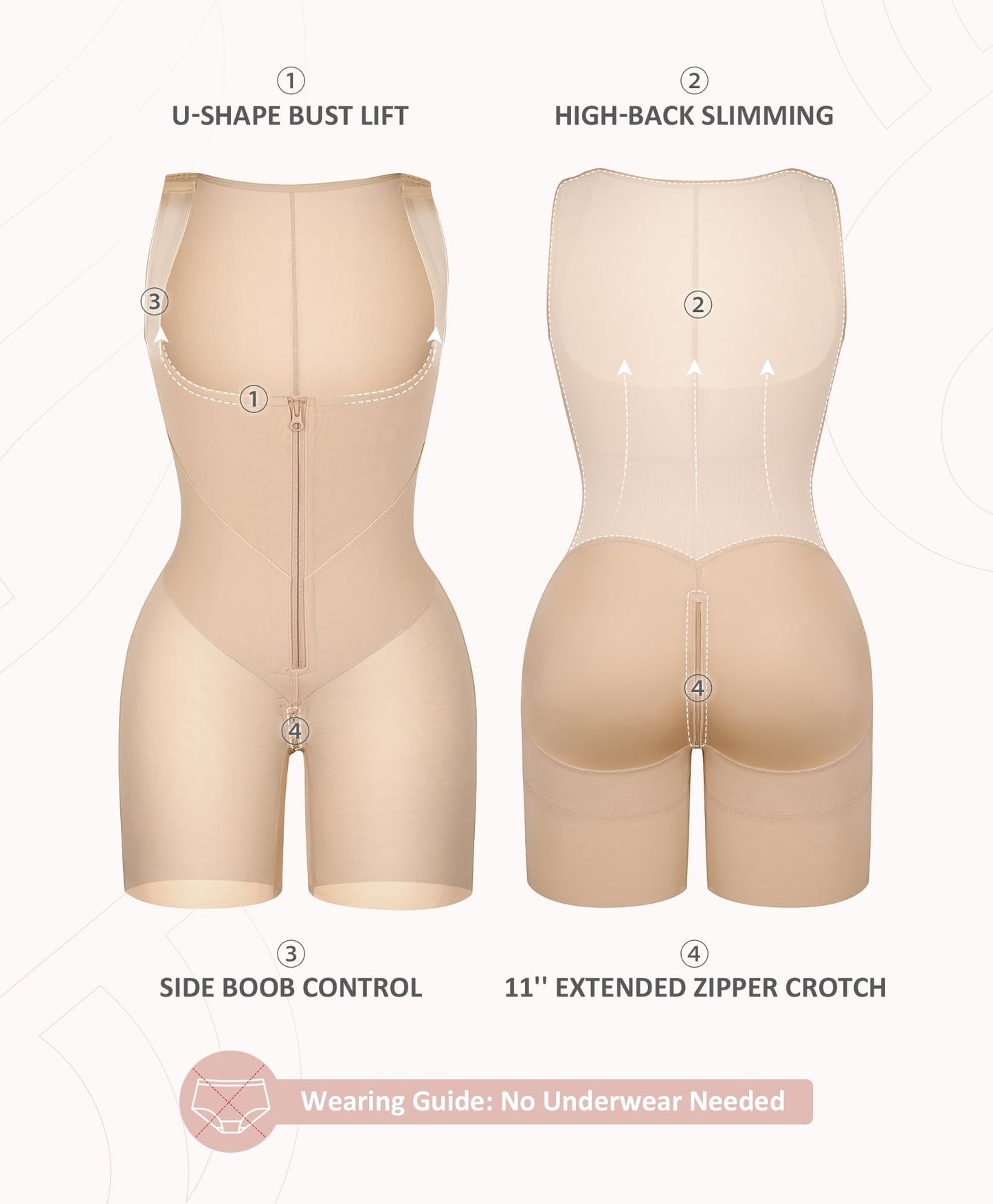 FeelinGirl Feelvibe Shapewear Tummy Control Faja Body Shaper for Women | Fajas Colombianas Moldeadoras, Plus Size, Zipper Crotch, Daily Body Sculpting, Postpartum & Post-surgery Faja