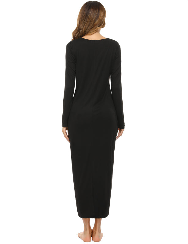 Ladies V-Neck Long Sleeve Nightdress