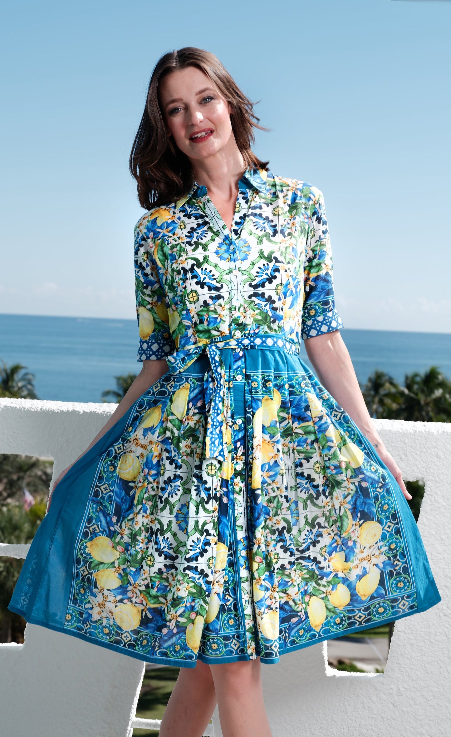 Mrs Maisel Lemons Print Cotton Voile