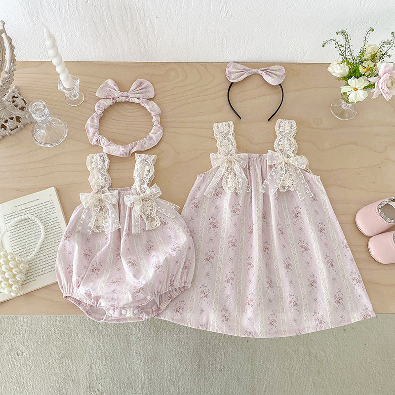 Cute Baby Dress And Vest Sister Outfit
