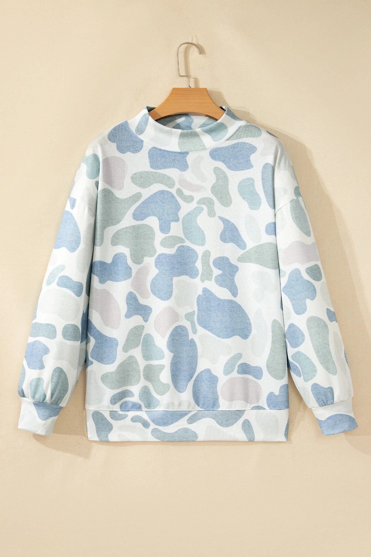Camo Long Sleeve Mock Neck Sweatshirt