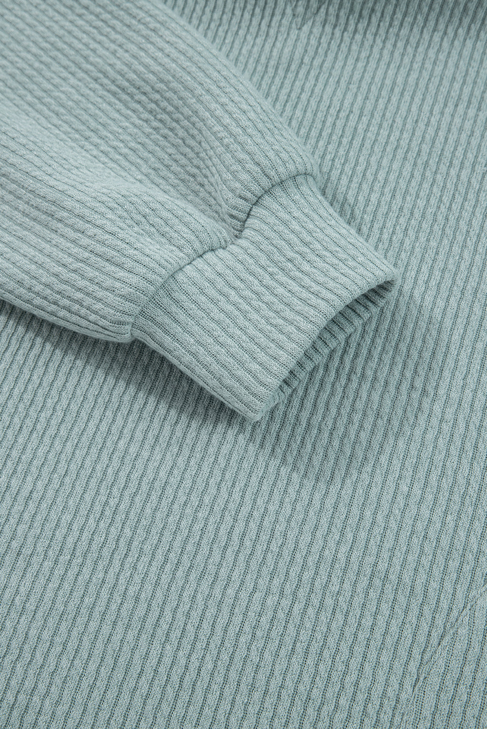 Solid Ribbed Drop Shoulder Hoodie