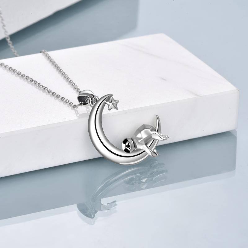 Sloth Necklace Sterling Silver Origami Moon Sloth Pendant Birthday Gifts for Women Girlfriend Wife