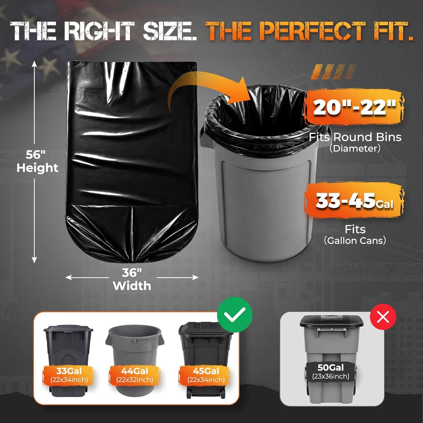 55-60 Gallon Trash Bags 2Mil 20 Count Wholesale