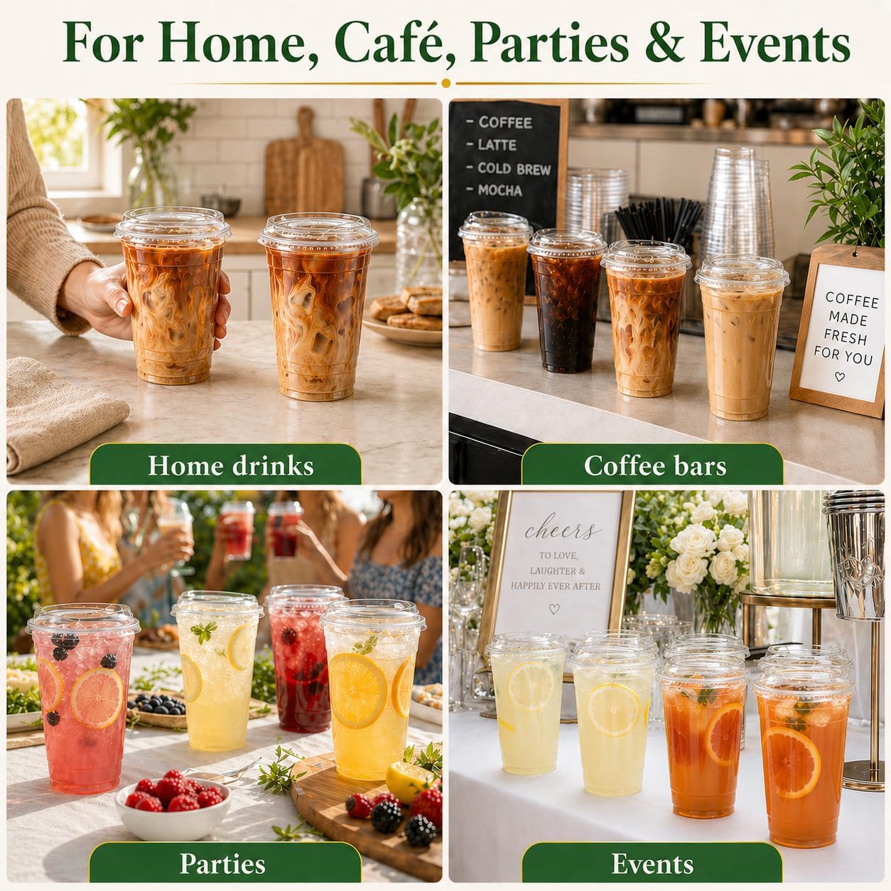 800 Sets 24oz Plastic Coffee Cups with Strawless Sip Lids Wholesale
