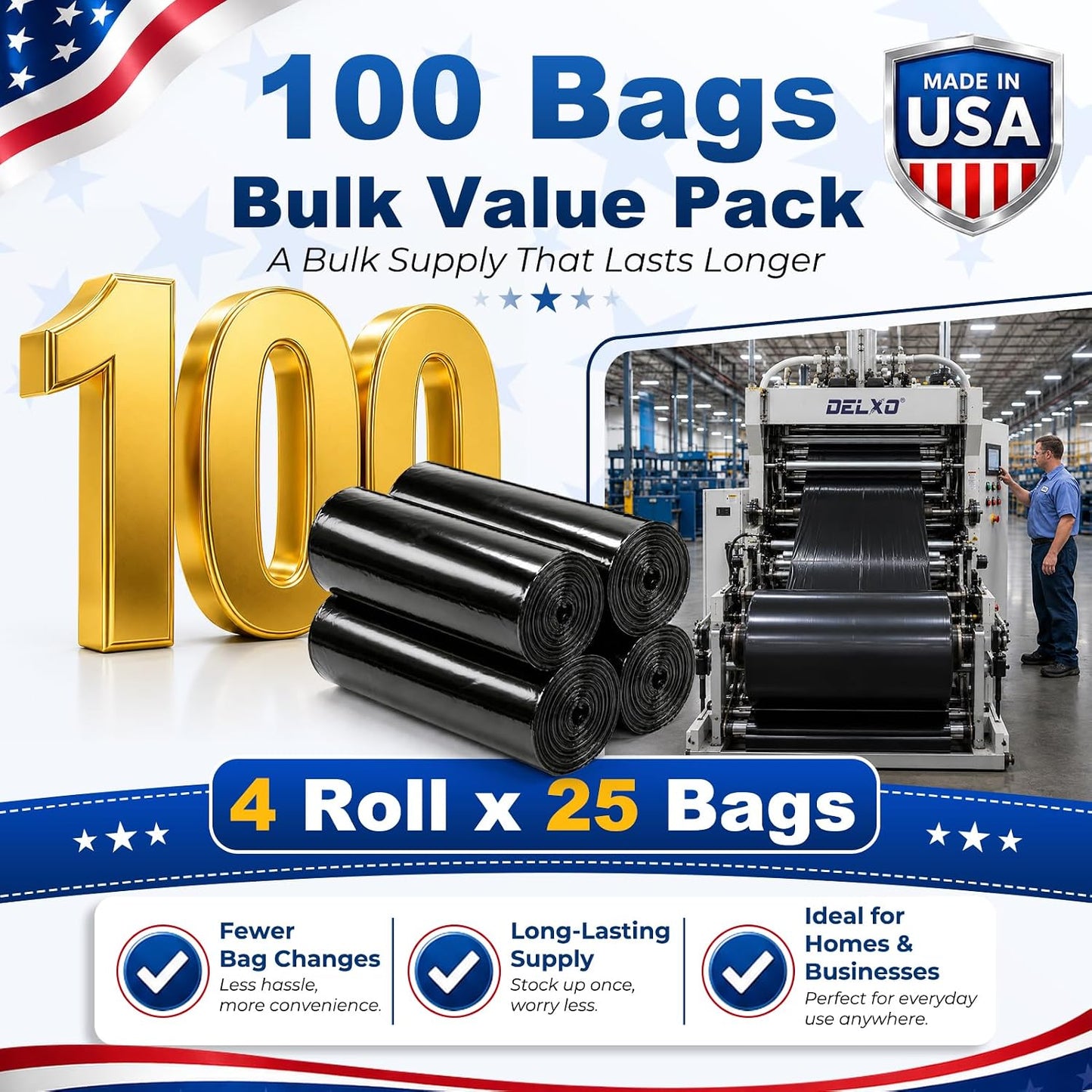 40-45 Gallon Trash Bags 1.2Mil 100 Count Wholesale