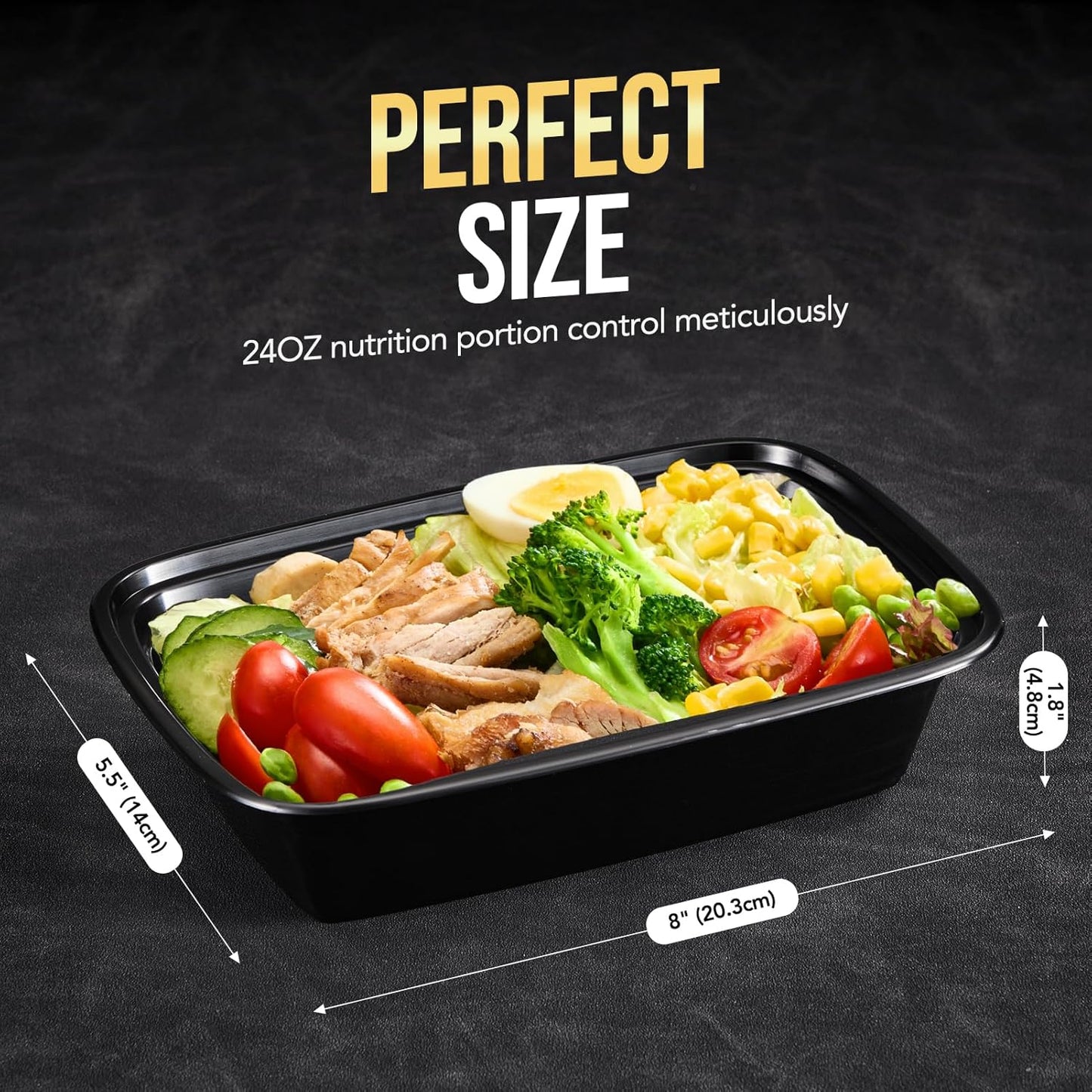 50 Pack 24OZ no Compartment Meal Prep  With Lids Wholesale