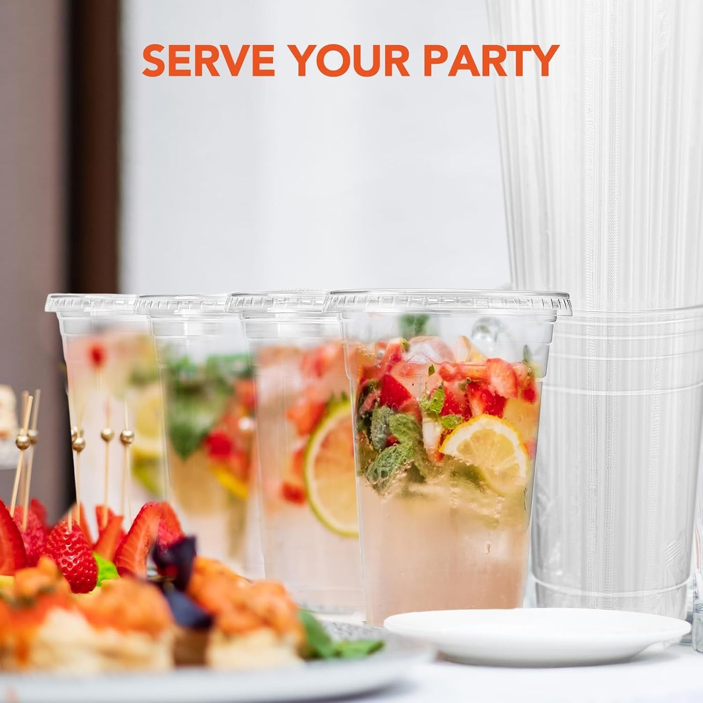 800 Sets 24oz Plastic Coffee Cups with Lids and Straws Wholesale