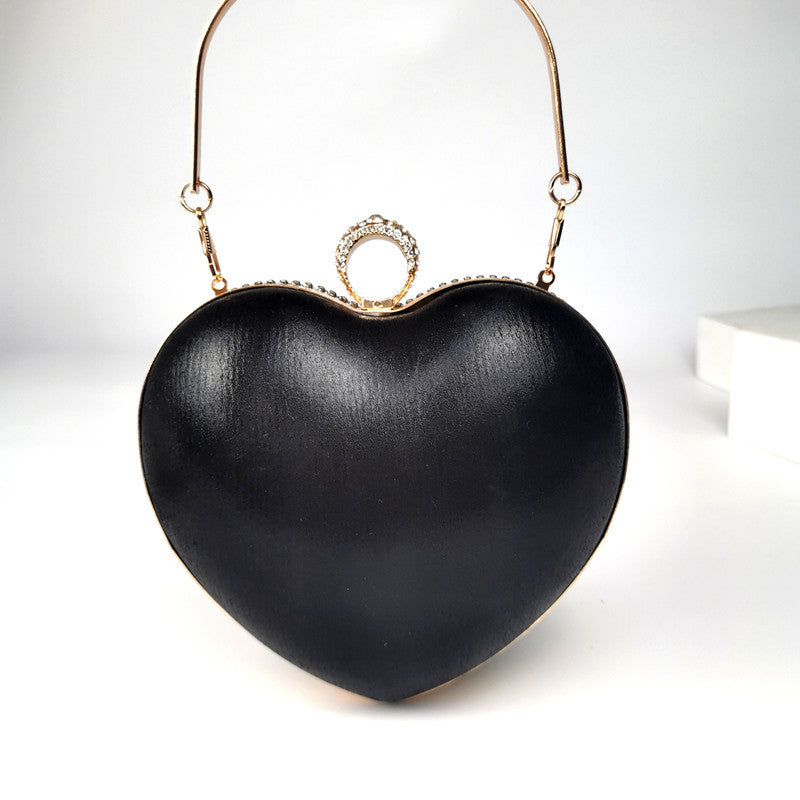 Heart Shaped Rinestone-Inlaid Handbag