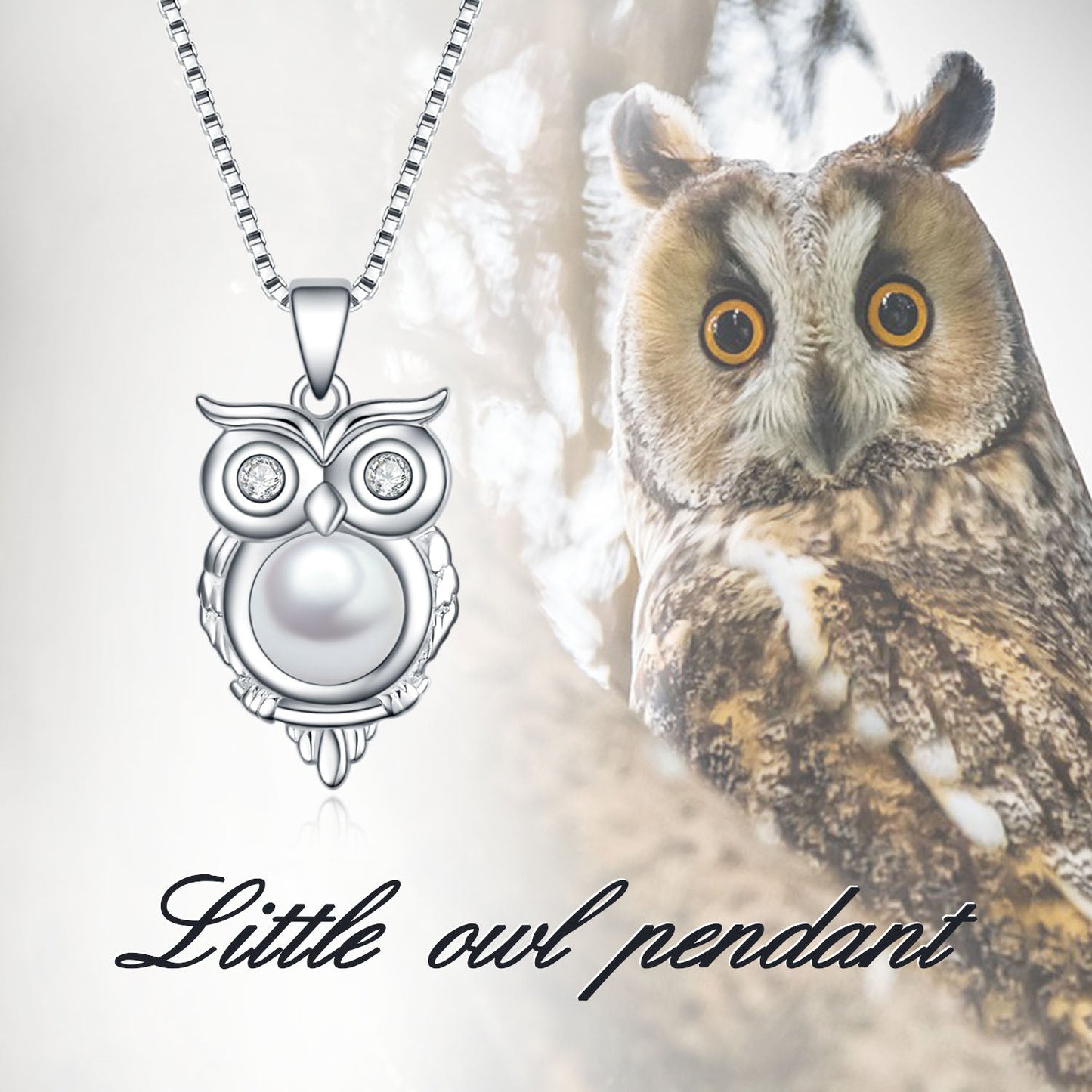 Sterling Silver Owl on The Branch Pendant Elegant Pearl  Wisdom  Necklace
