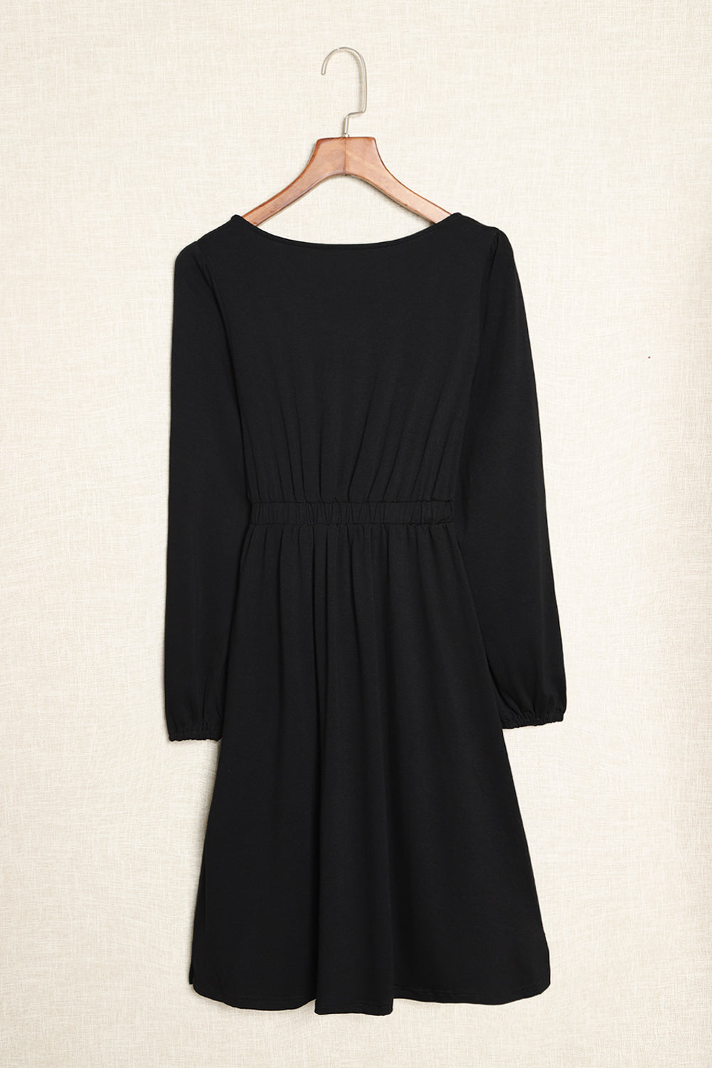 Solid Button-Up Scoop Neck Dress