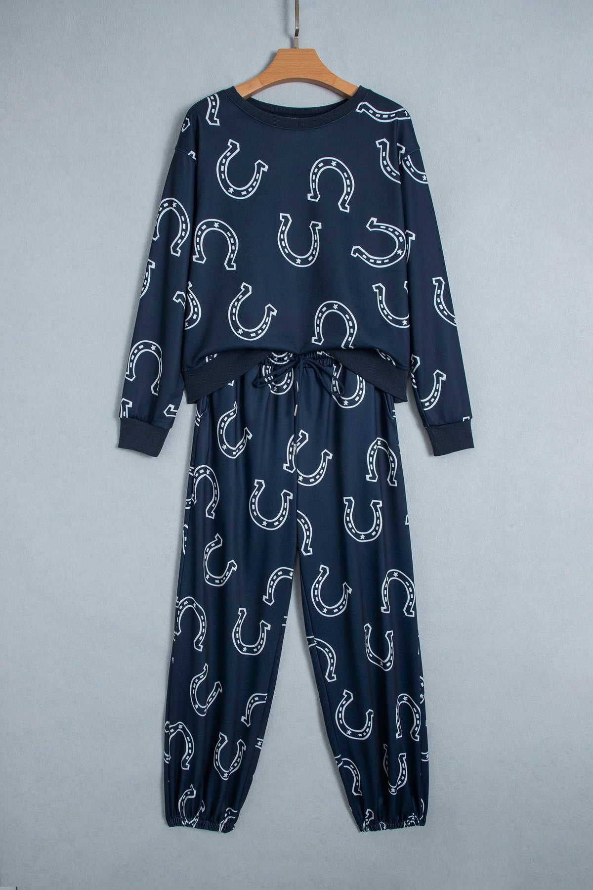 Western Horseshoe Sweatshirt & Elastic Waist Pants Set