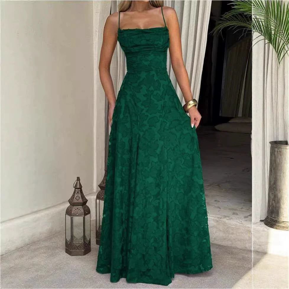 Cross-Border Amazon European And American Style Women's Evening Dress New Fashion Versatile Hot Girl Style Burgundy Sexy Suspender Dress