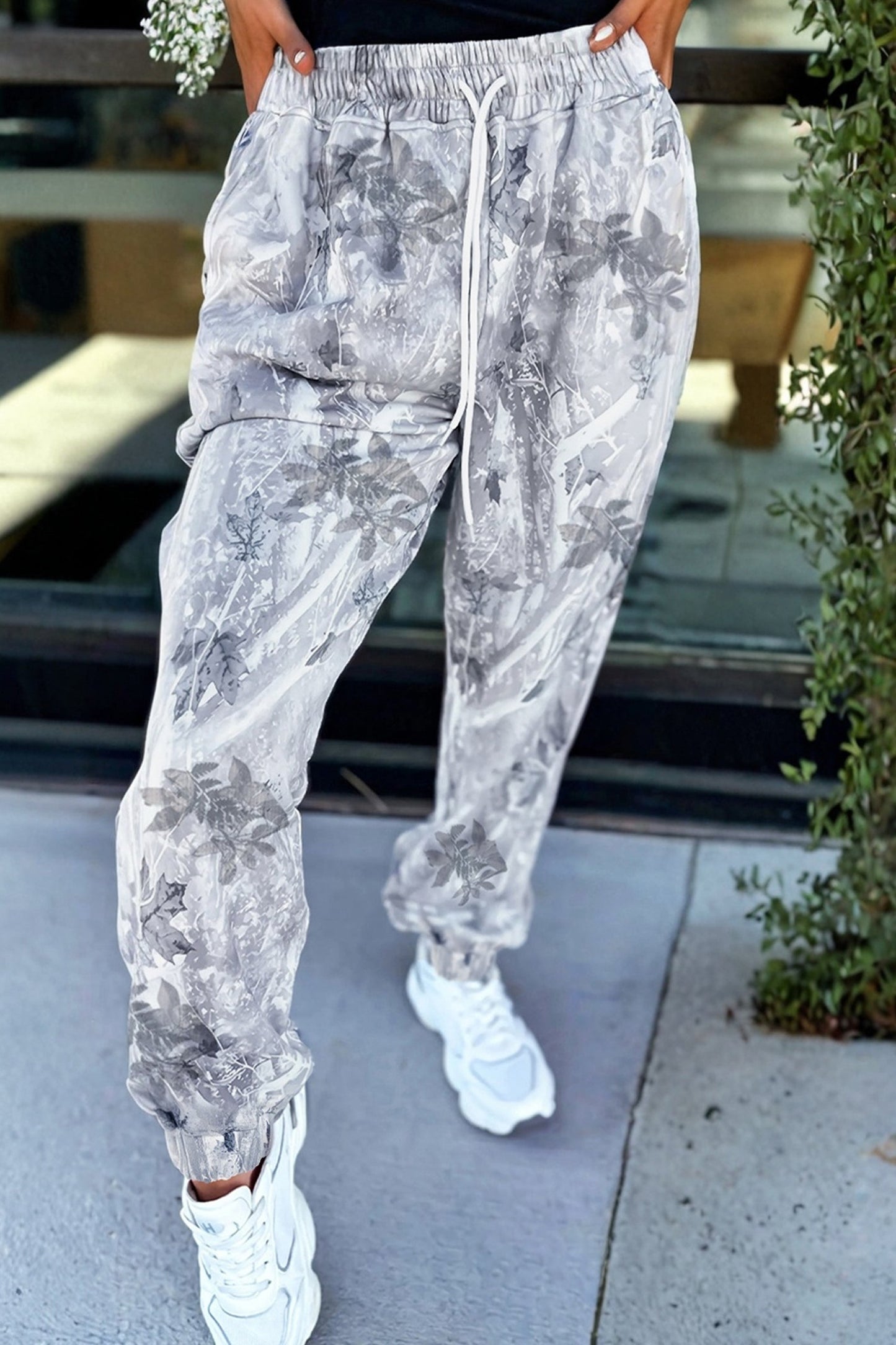 Camo Drawstring Elastic Waist Jogger Pants