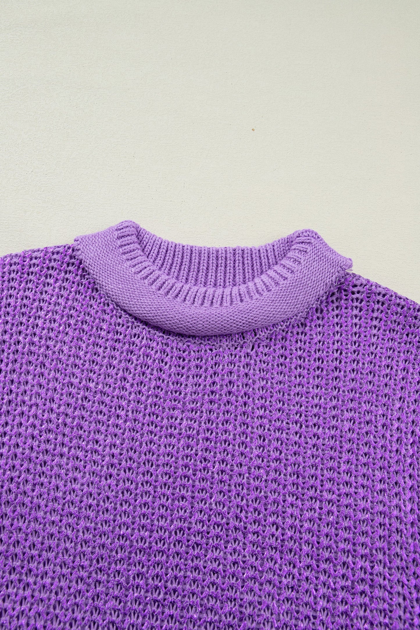 Solid Mock Neck Short Sleeve Knit Sweater