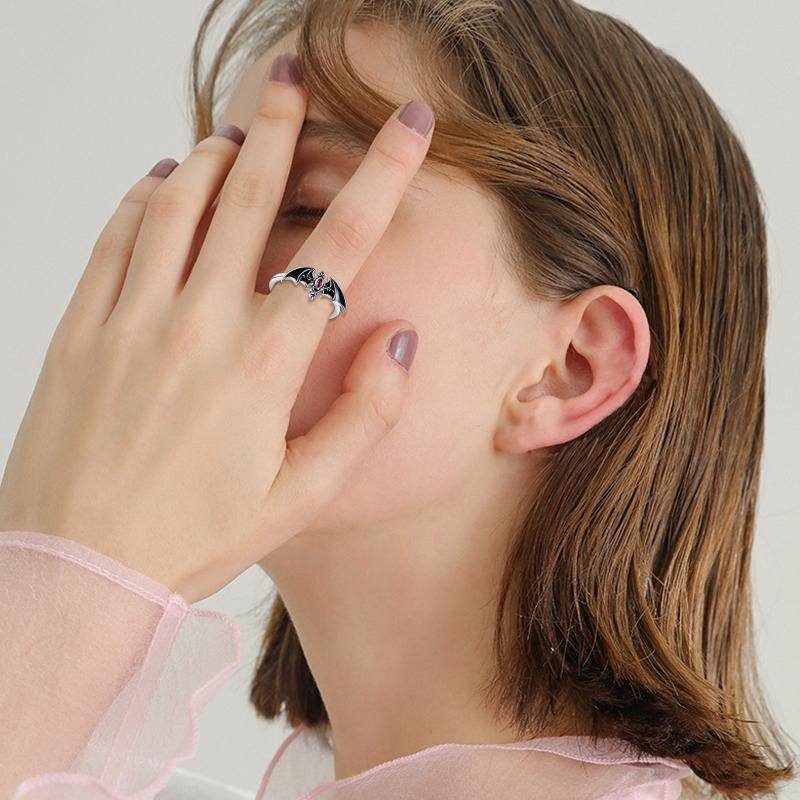 Bat Ring 925 Sterling Sliver Goth Cross Jewelry Cute Animal Ring