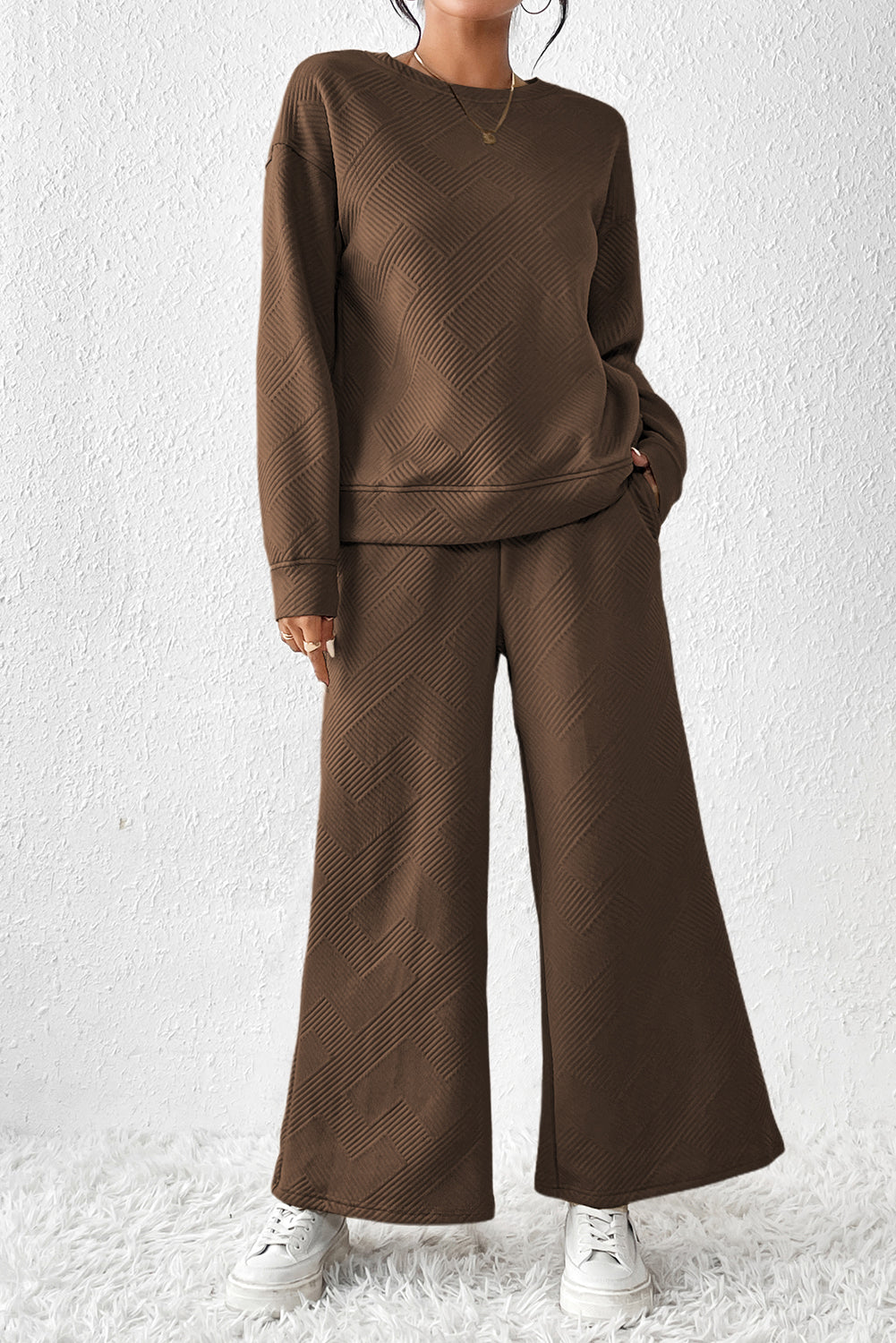 Textured Top and Pants Set
