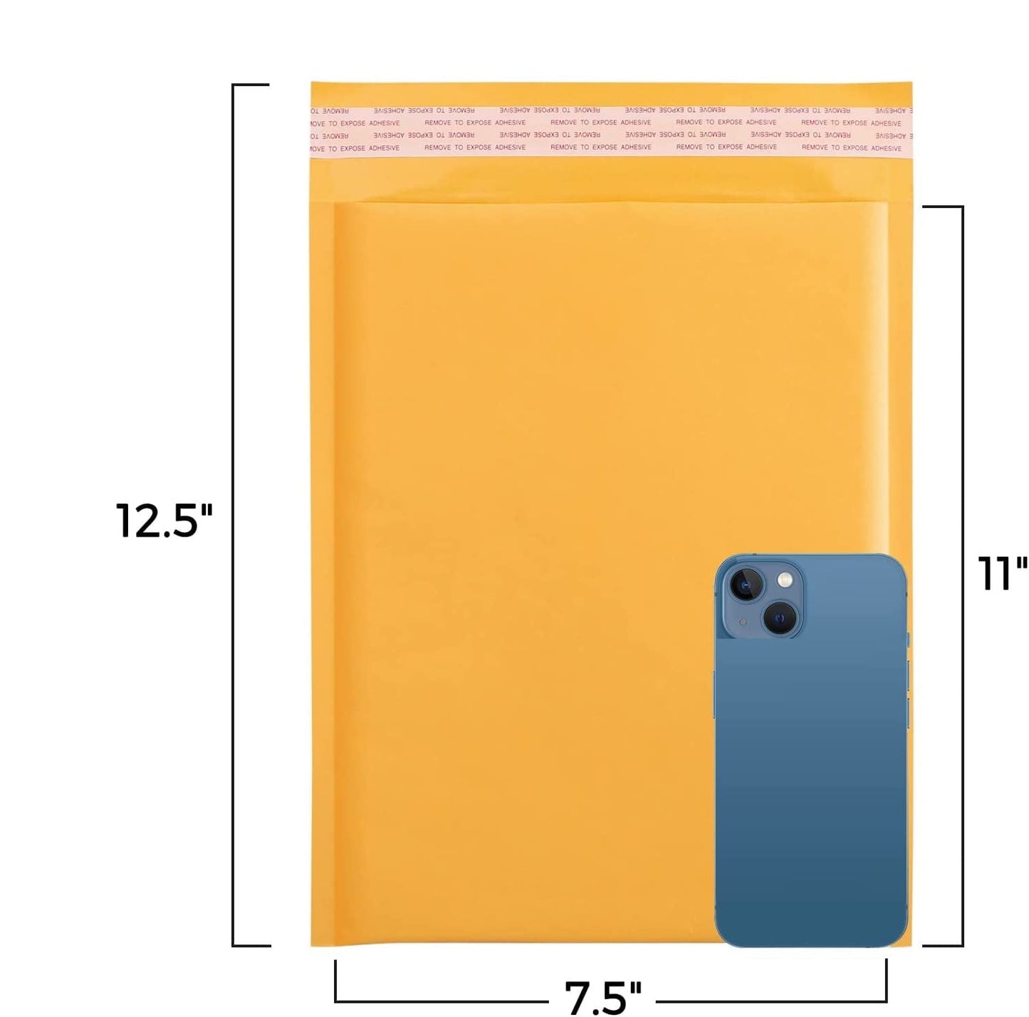 7.25x12 Kraft Bubble Mailer Padded Envelope #1 | Usable Size 7.25x11" | Yellow
