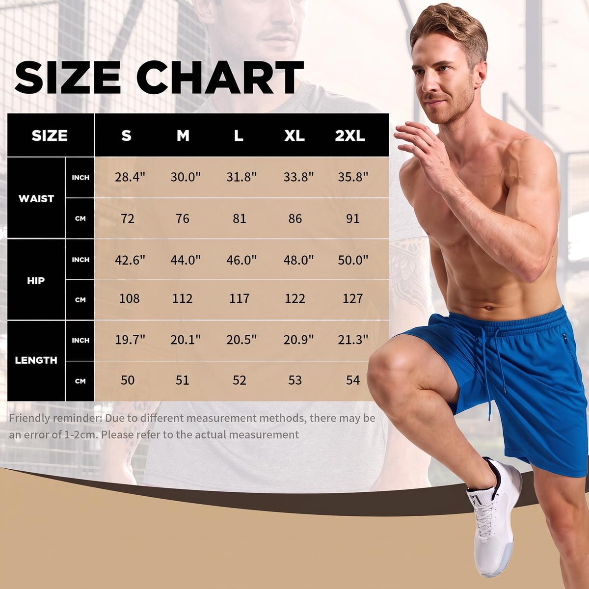 Cimic 5 Pack Mens Athletic Shorts Quick Dry Gym Running Workout Basketball Shorts for Men with Zippered Pockets D3010 Blue 2XL