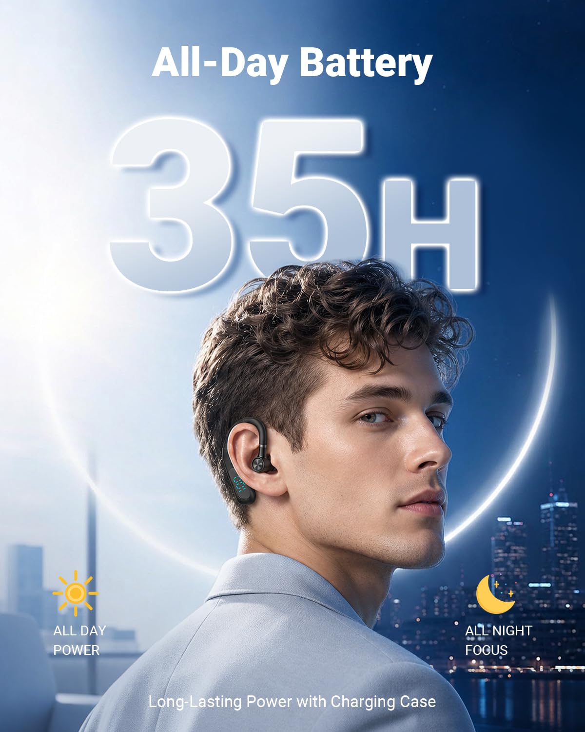 Xmenha Bluetooth Earpiece Hands Free Blue Tooth Headset with Noise Canceling Mic Ear Piece One Single Ear Bluetooth Earbud Wireless Office Cell Phone Trucker Headsets for Work
