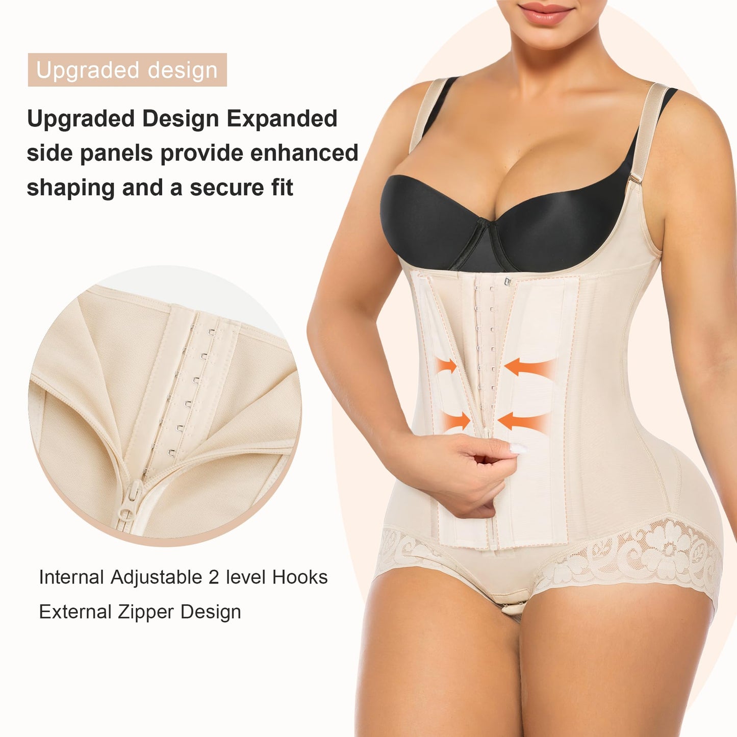 SHAPERX Women's Fajas Colombianas Tummy Control Shapewear Body Shaper with Steel Boned Support