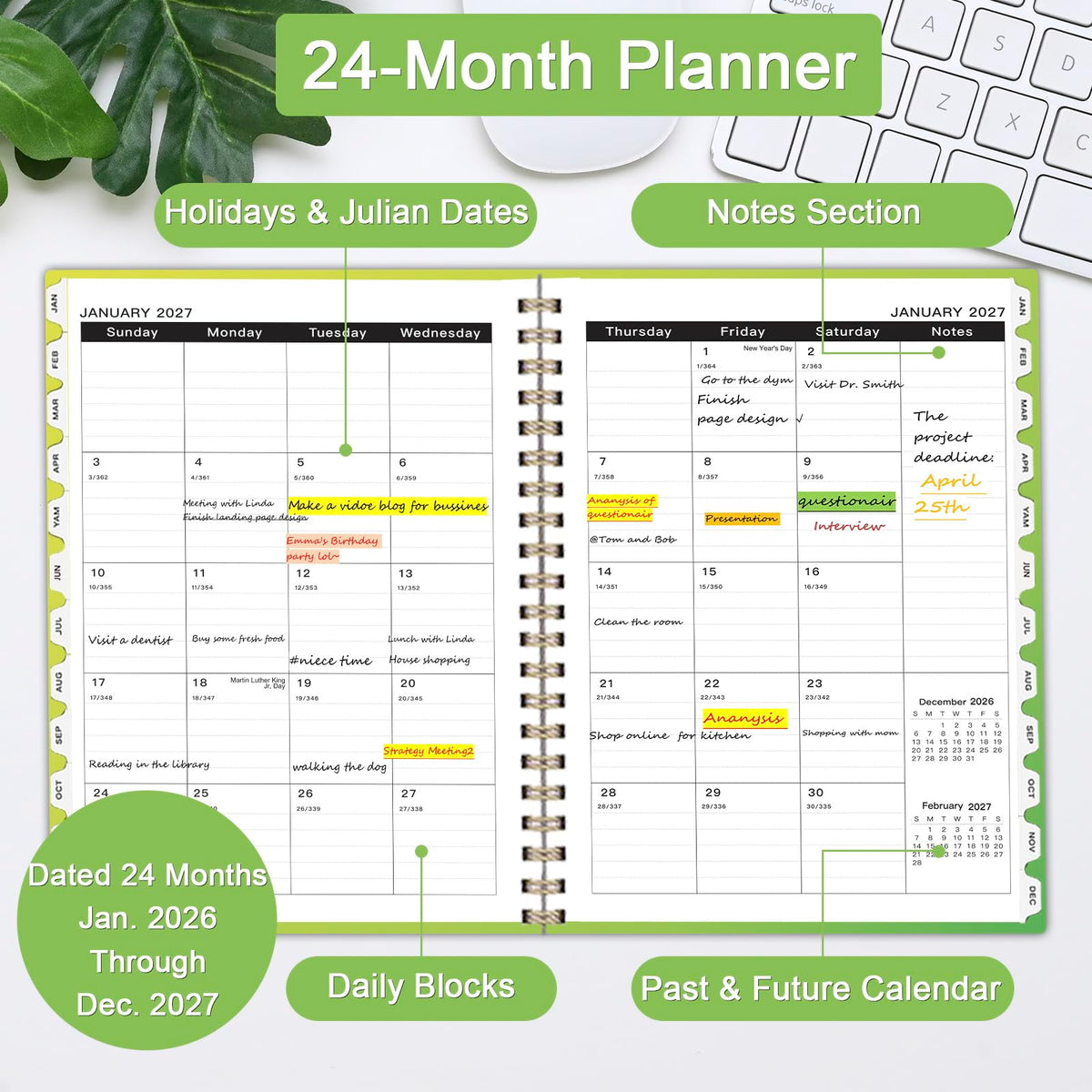 Ymumuda 2026–2027 Monthly Planner, 8.5 x 11 in, 24 Months