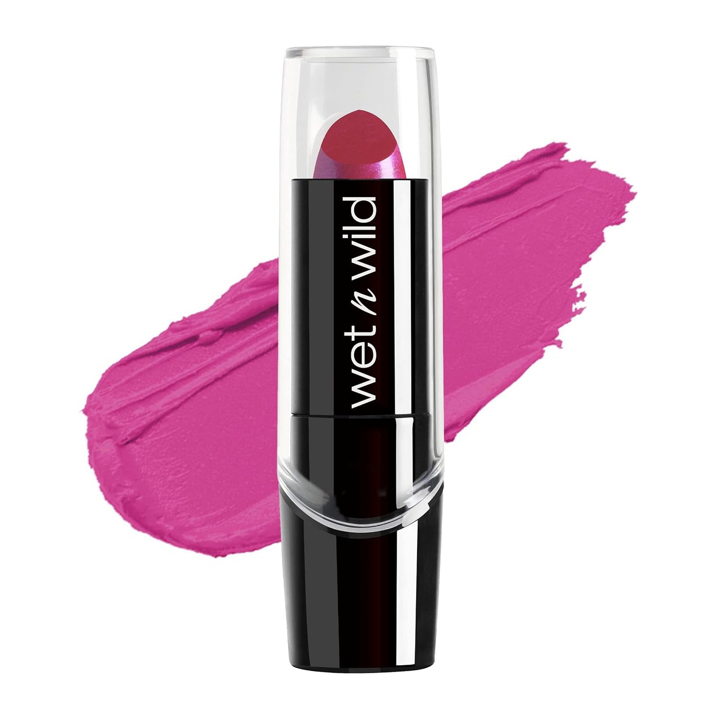 wet n wild Silk Finish Lipstick, Hydrating Rich Buildable Lip Color, Formulated with Vitamins A,E, & Macadamia for Ultimate Hydration, Cruelty-Free & Vegan - Dark Pink Frost