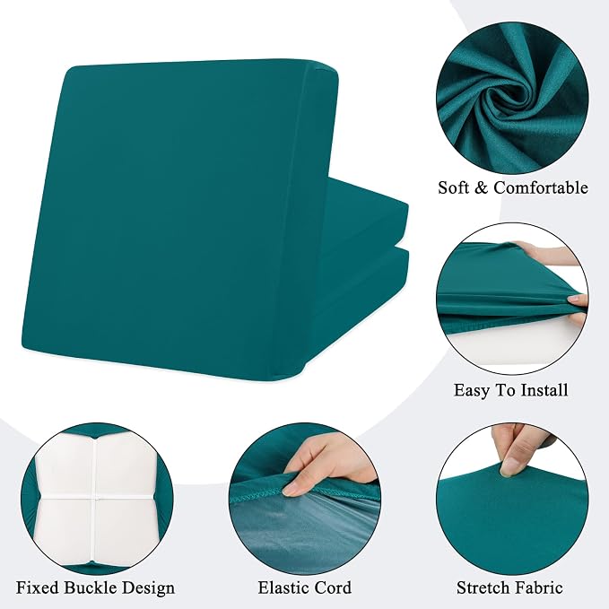 HEBE Outdoor Cushion Covers 12 Pcs, Stretch Patio Sofa Couch Cushion Cover |