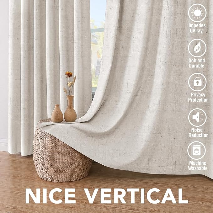 H.VERSAILTEX 100% Blackout Curtains Linen Textured Blackout Curtains