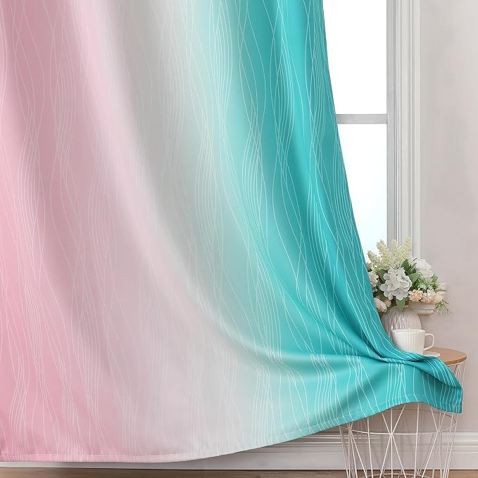 Pink and Teal Ombre Blackout Curtains