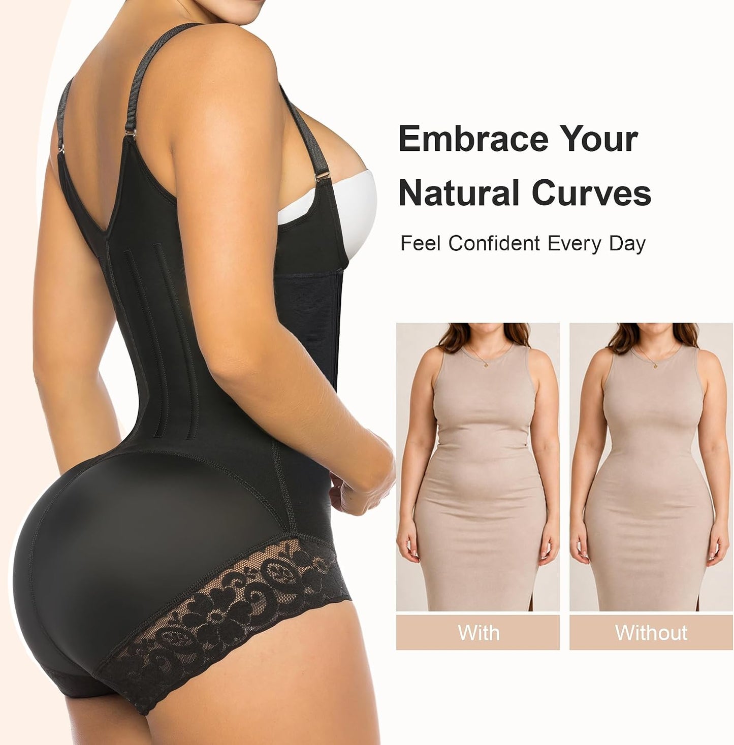 SHAPERX Women's Fajas Colombianas Tummy Control Shapewear Body Shaper with Steel Boned Support